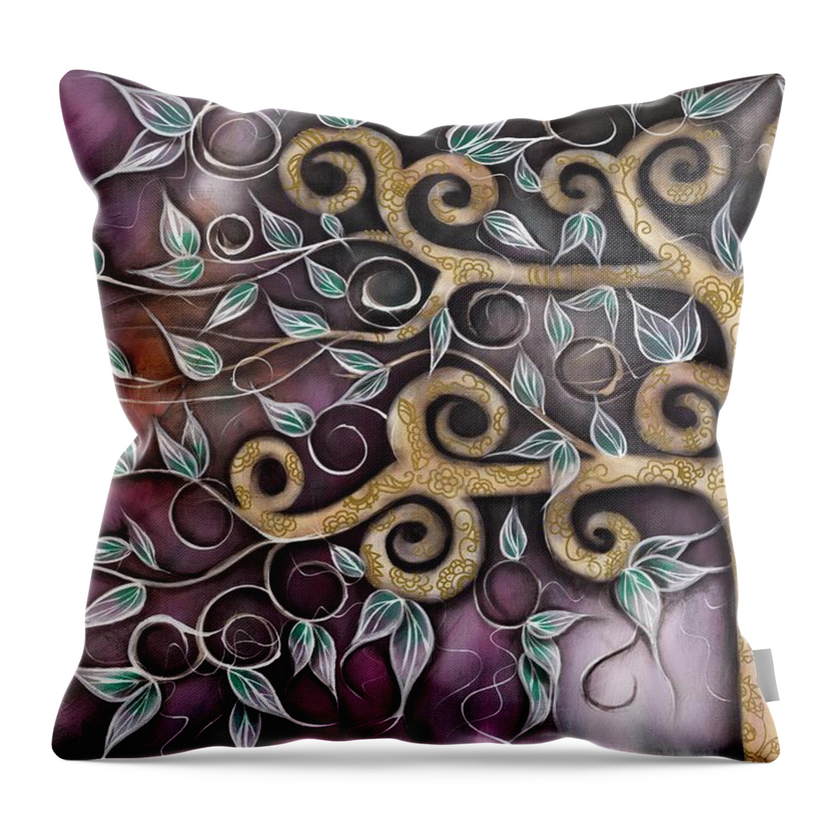 Whimsical Throw Pillow featuring the painting My Aurora by Abril Andrade