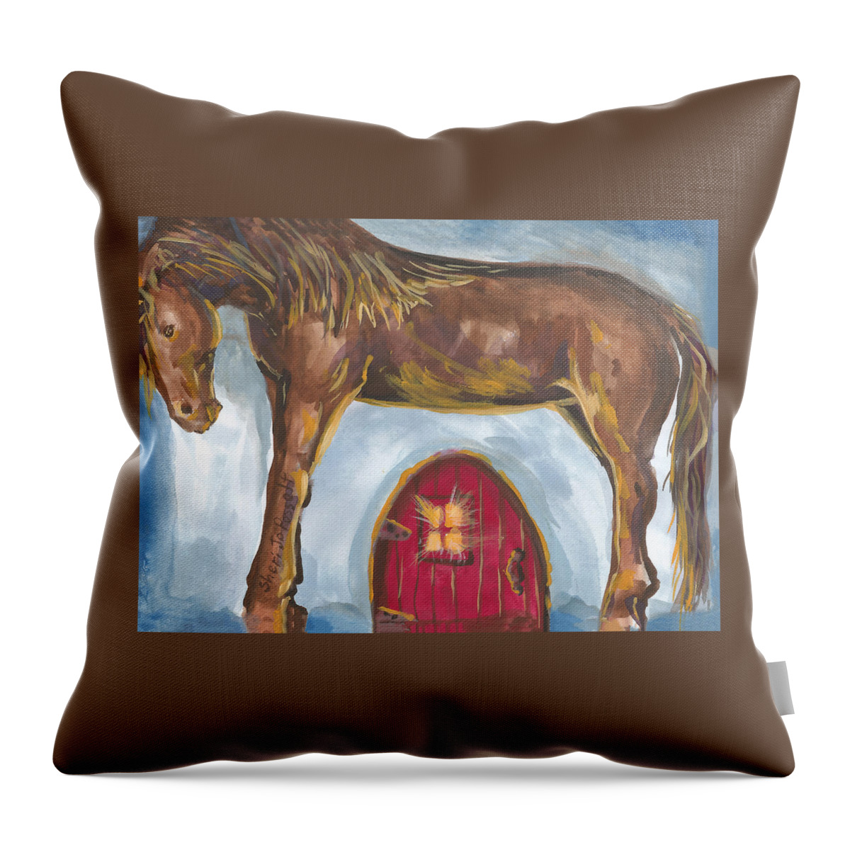 My Mane House Throw Pillow featuring the painting My Mane House by Sheri Jo Posselt
