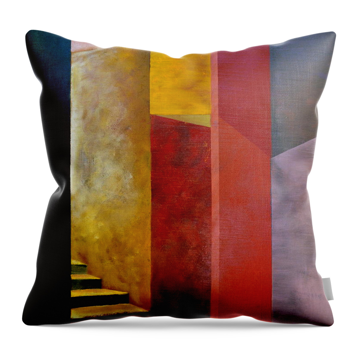 Gold Throw Pillow featuring the painting Mystery Stairway by Michelle Calkins
