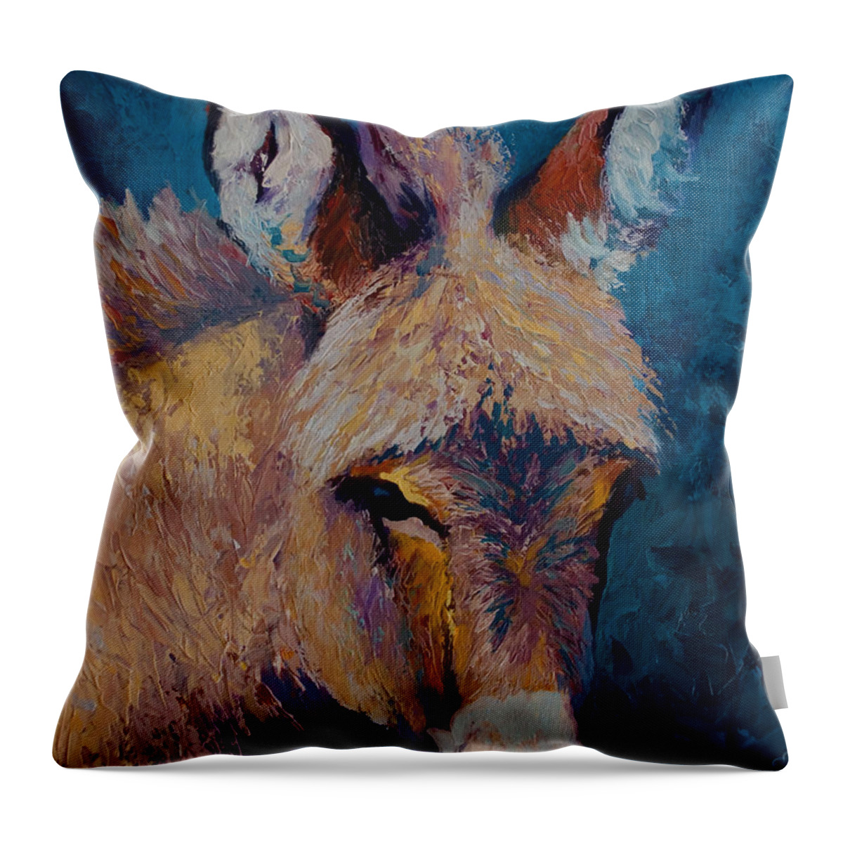 Burro Throw Pillow featuring the painting Mystic by Marion Rose