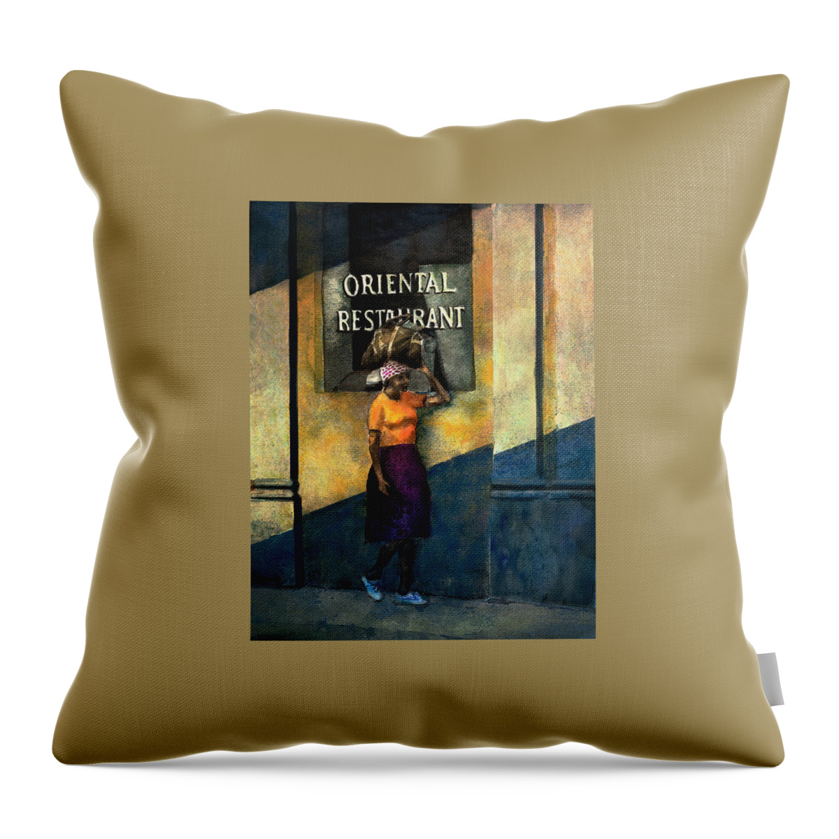 Watercolor Throw Pillow featuring the painting Nassau by Rick Mosher