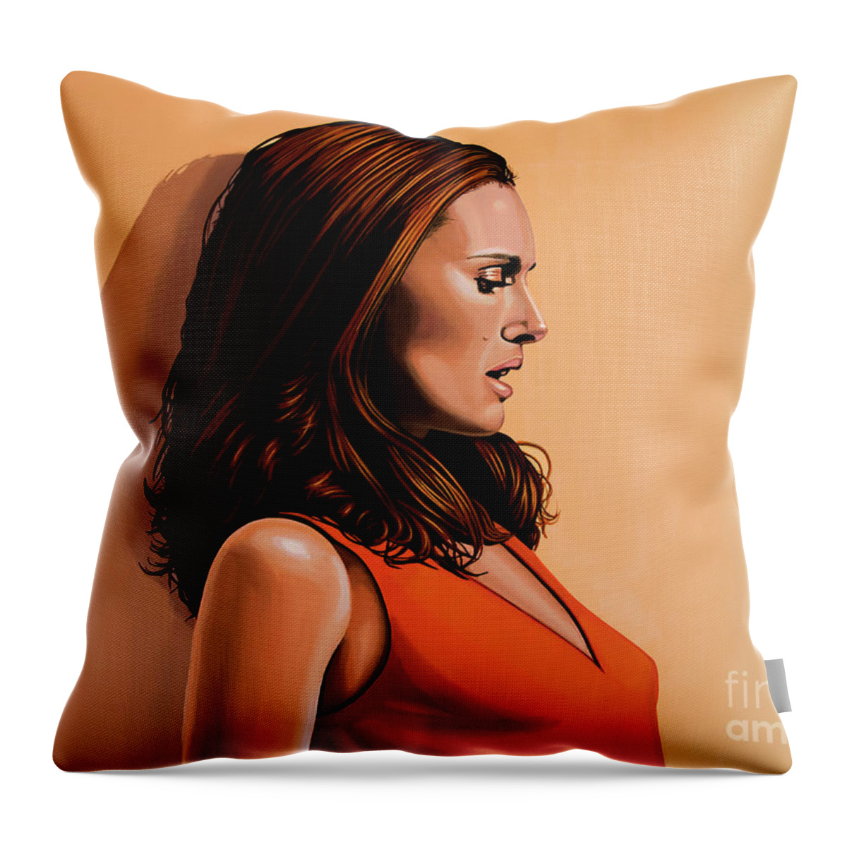 Natalie Portman Throw Pillow featuring the painting Natalie Portman 2 by Paul Meijering