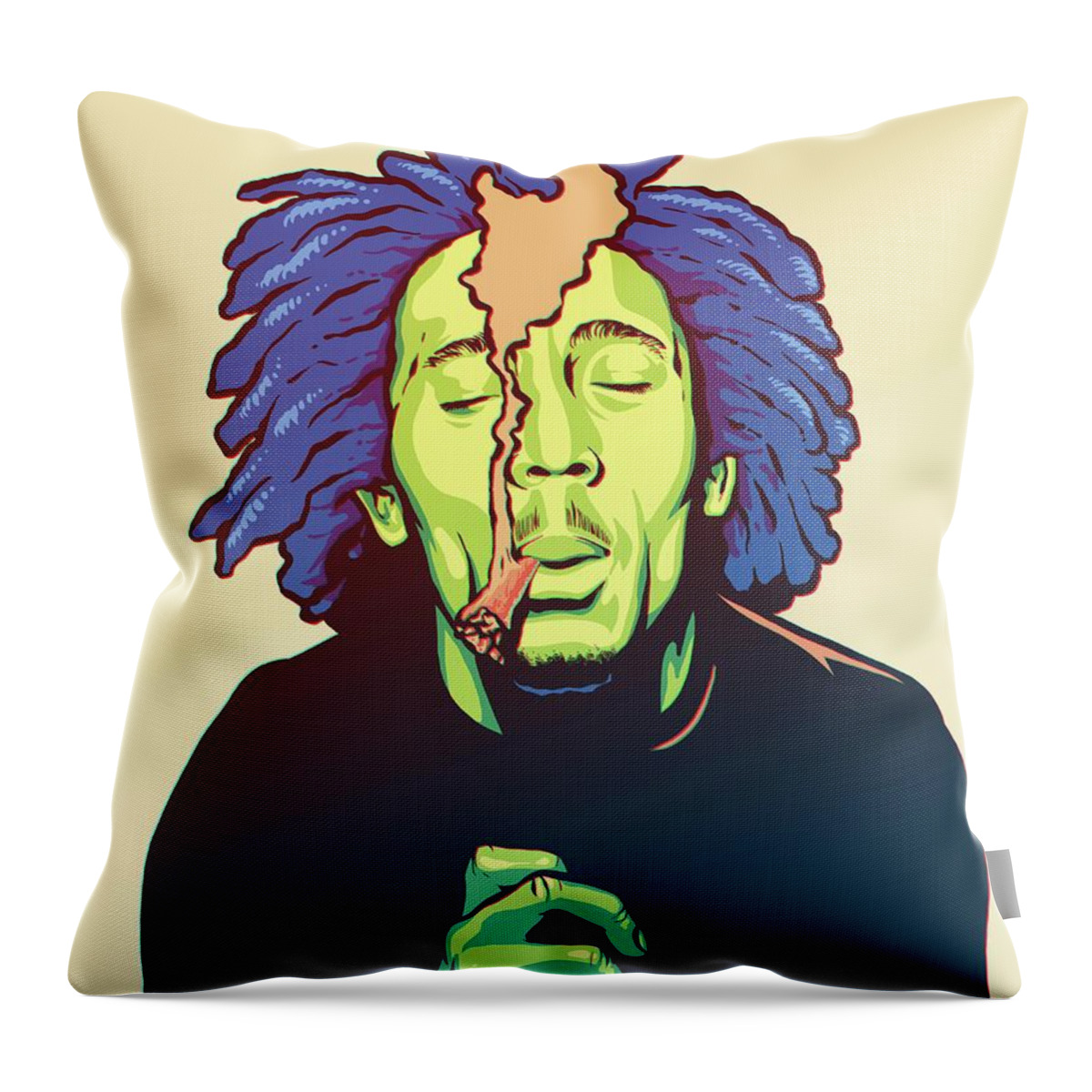 Bob Marley Throw Pillow featuring the drawing Natural Mystic by Miggs The Artist