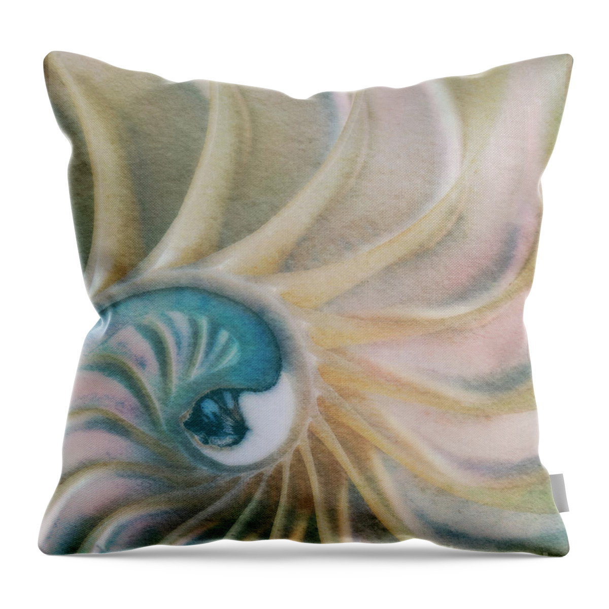 Fine Art Photography Throw Pillow featuring the photograph Nautilus #1, Embryo by John Strong
