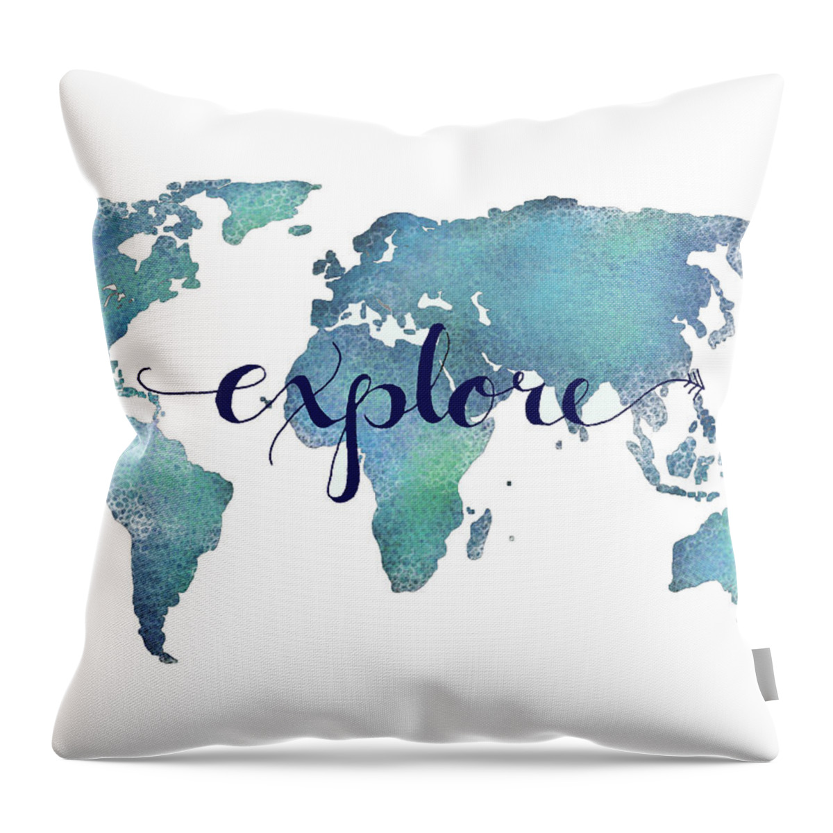 Navy And Teal Explore World Map Throw Pillow For Sale By Michelle
