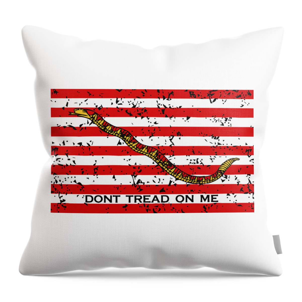 Navy Throw Pillow featuring the mixed media Navy Jack Flag - Don't Tread On Me by War Is Hell Store
