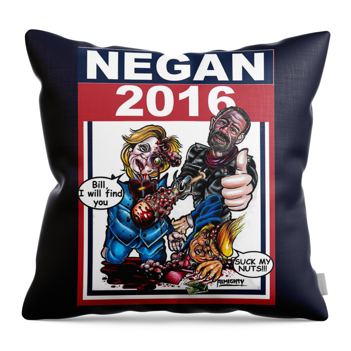 Hillary Throw Pillow featuring the digital art Negan 2016 by Ryan Almighty
