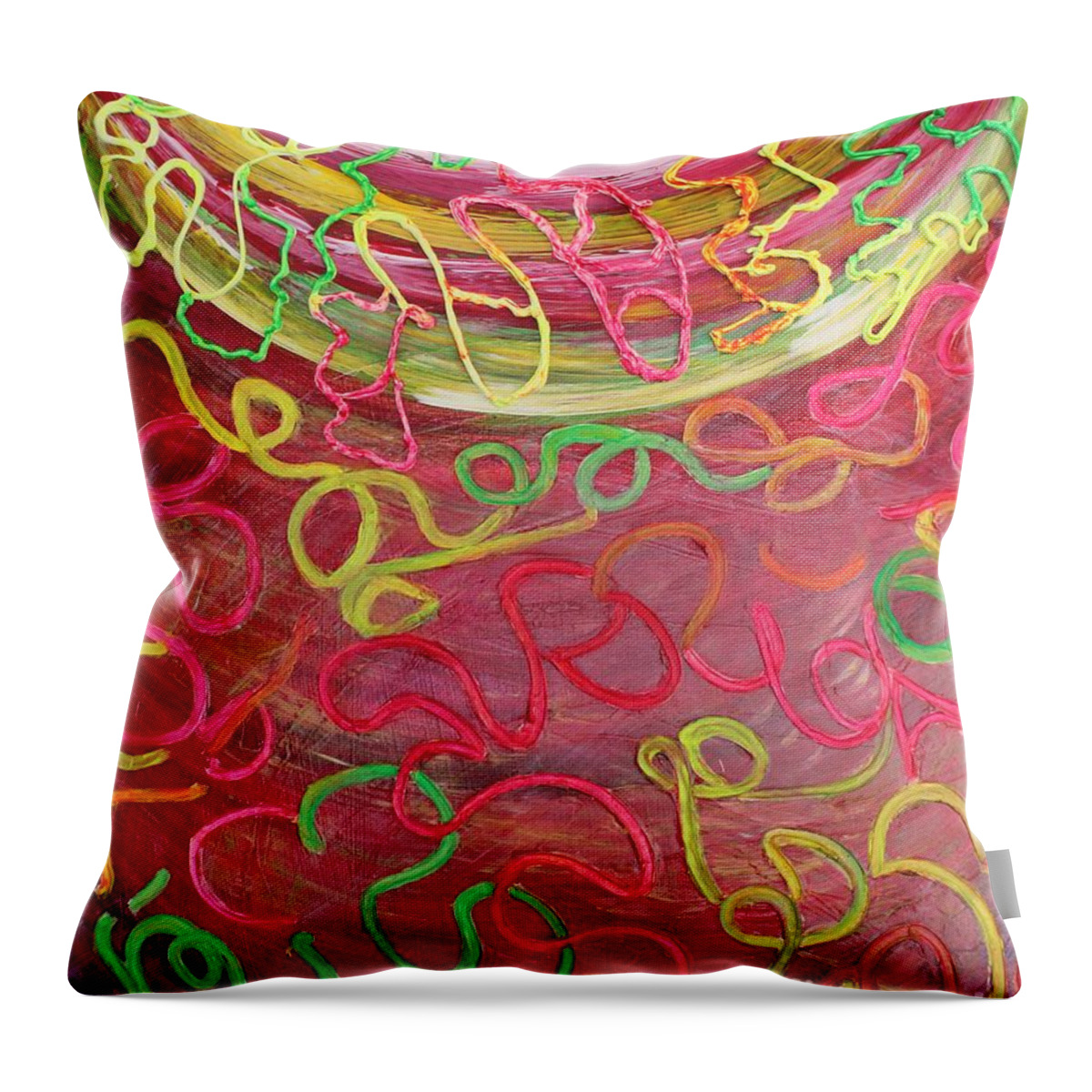 Neon Strings Throw Pillow featuring the painting Neon strings by Sarahleah Hankes