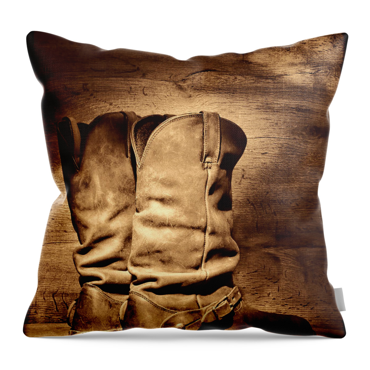 Vaquero Spurs Western Leather Accent Pillow
