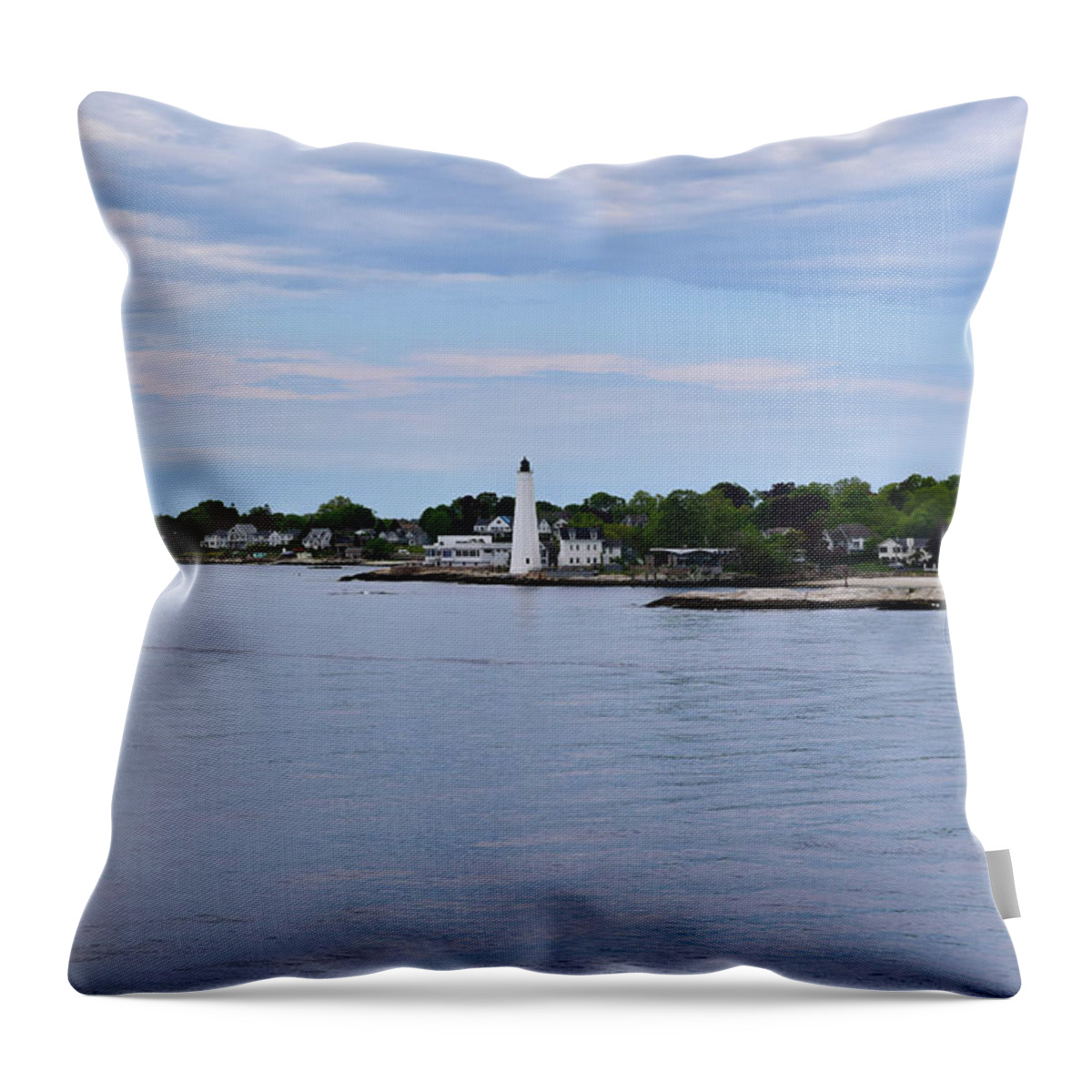 Lighthouse Throw Pillow featuring the photograph New London Harbor Lighthouse by Nicole Lloyd