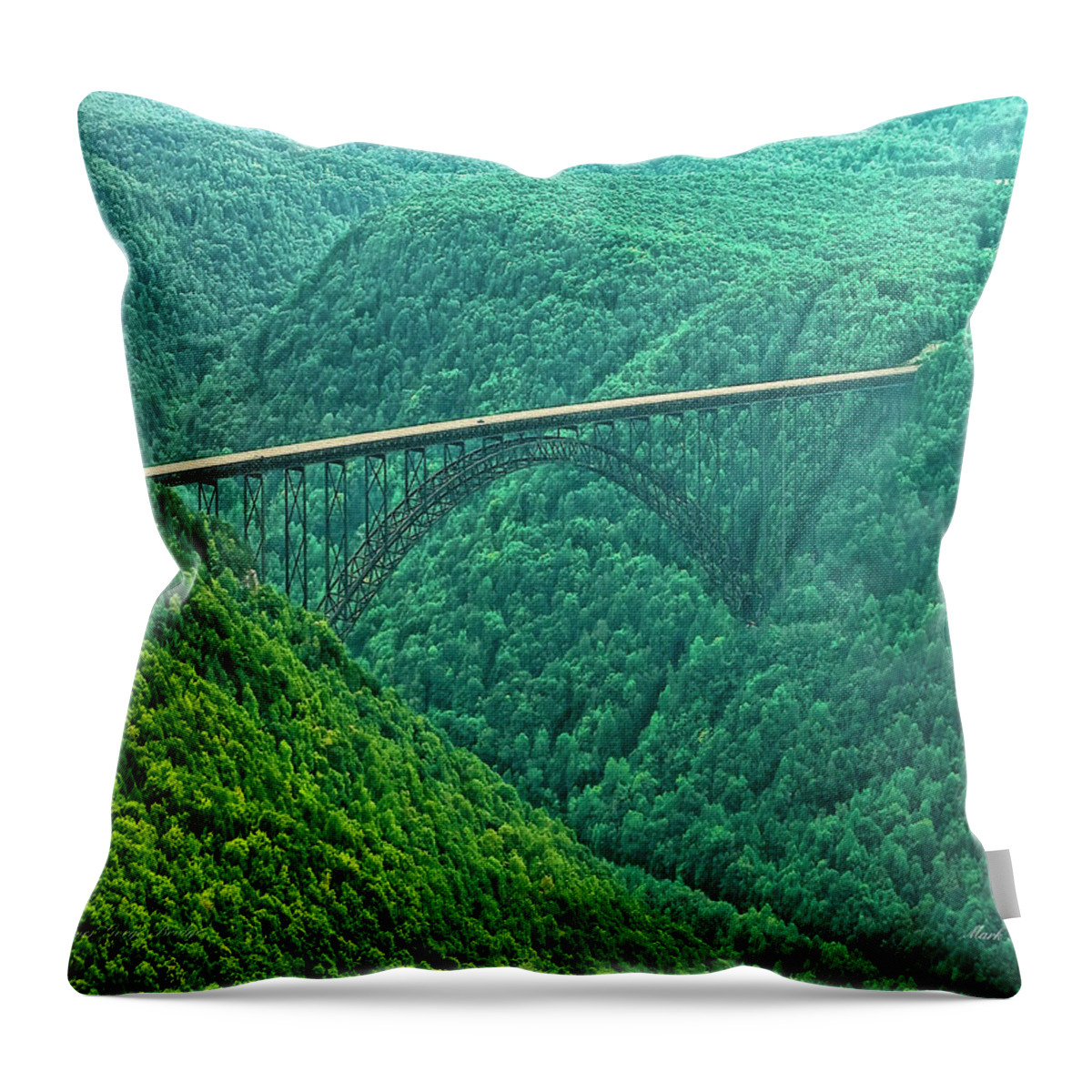 Scenicfotos Throw Pillow featuring the photograph New River Gorge Bridge by Mark Allen