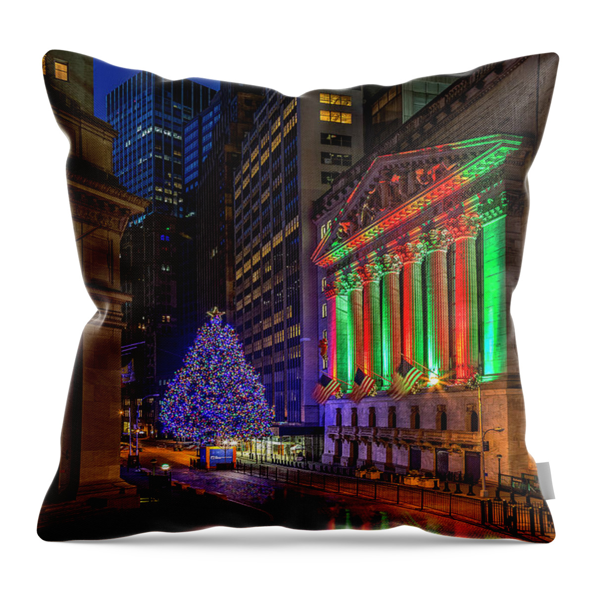 Wall Street Throw Pillow featuring the photograph New York City Stock Exchange Wall Street NYSE by Susan Candelario