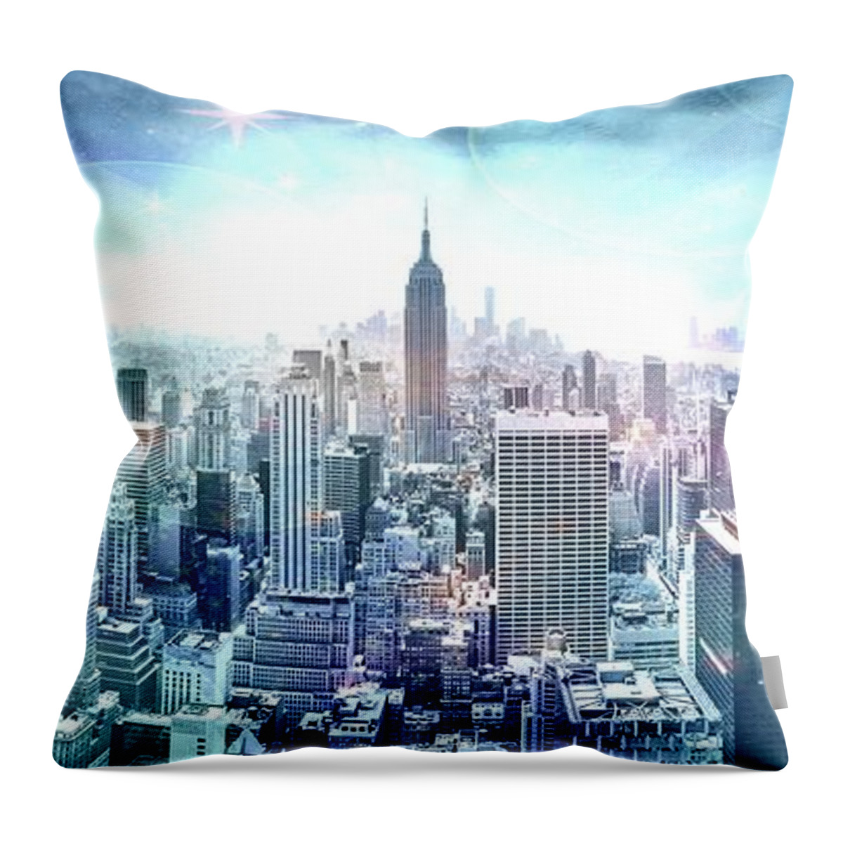Empire State Building Throw Pillow featuring the photograph New York Fairytales by Az Jackson