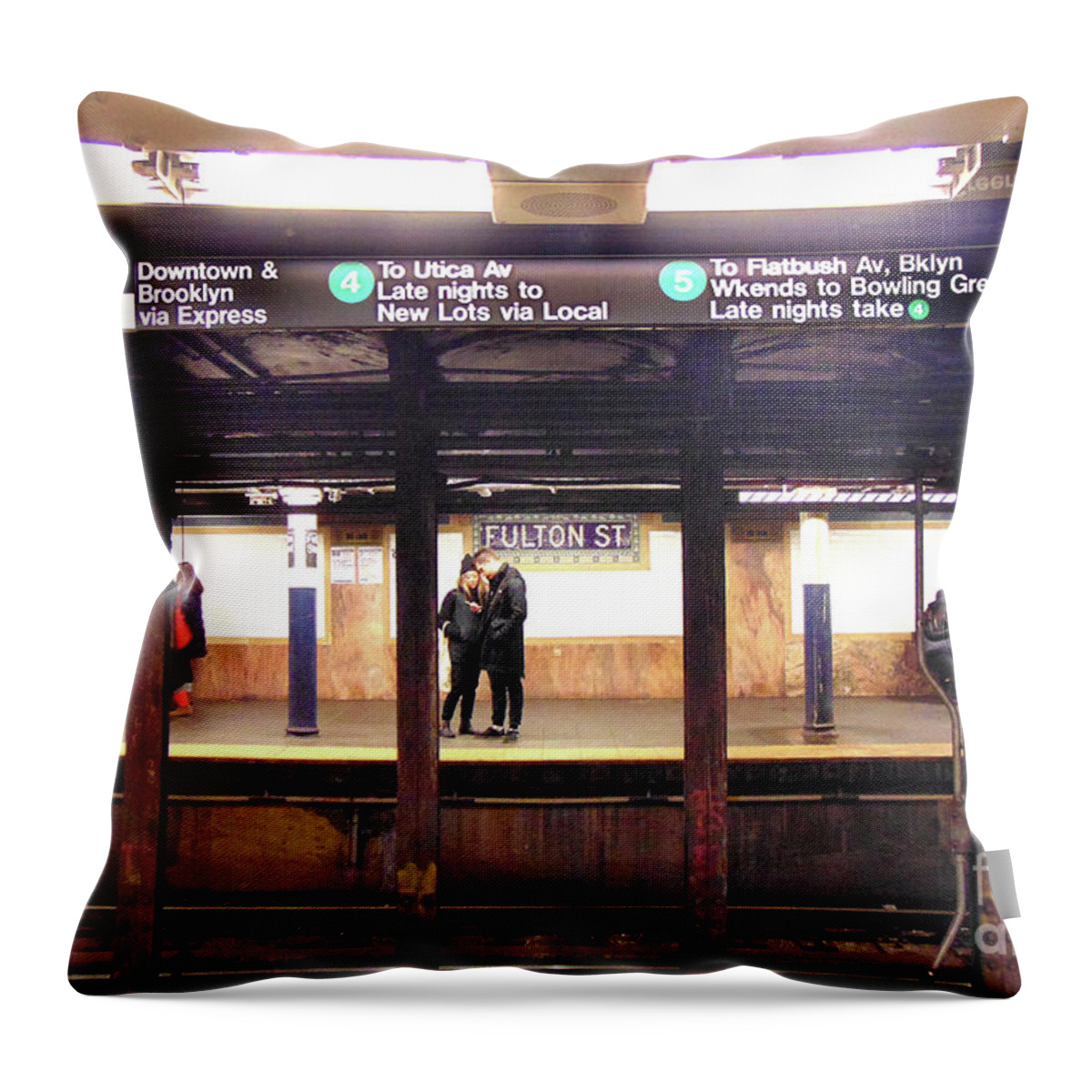  Throw Pillow featuring the digital art New York Subway by Darcy Dietrich