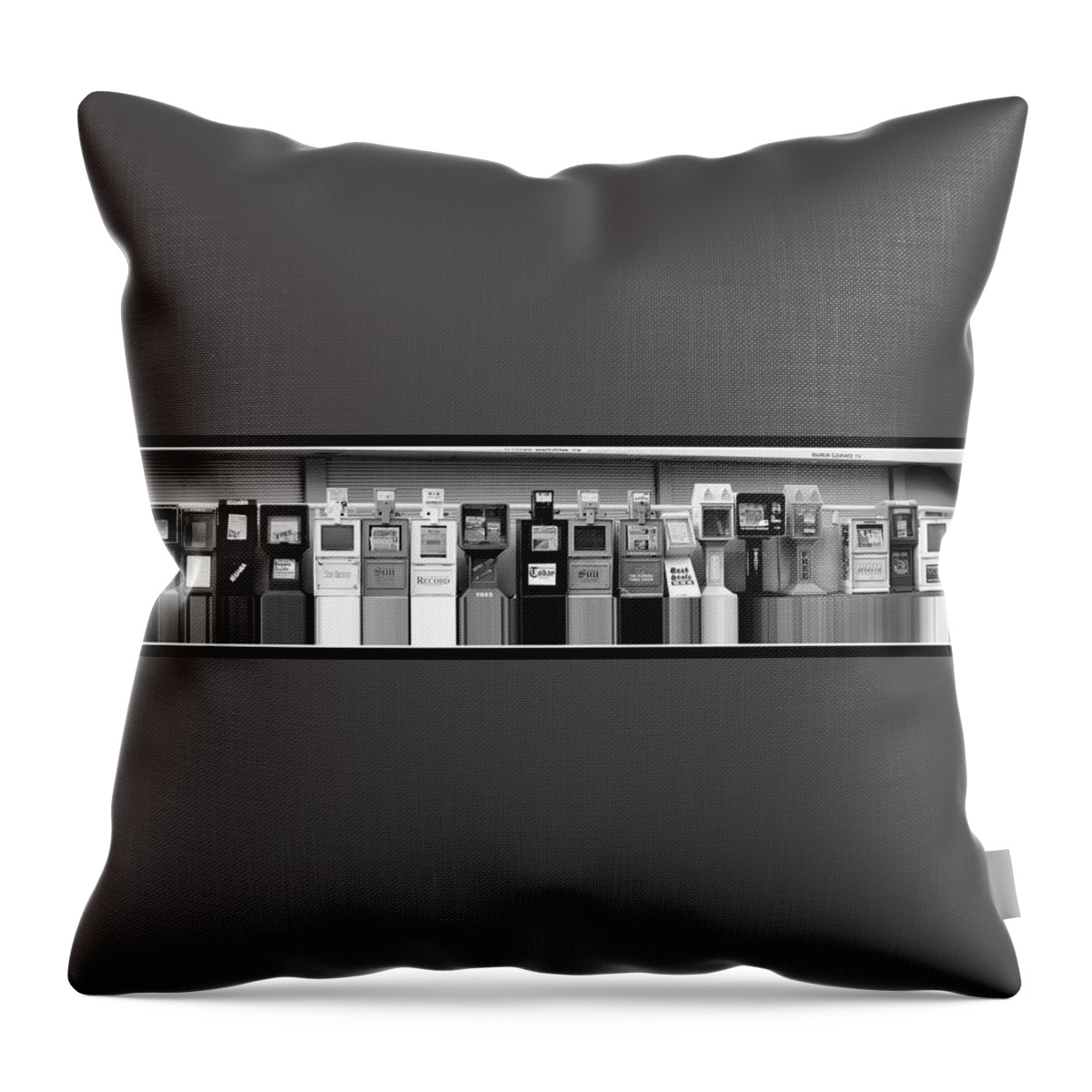 News Throw Pillow featuring the photograph News Stands by Farol Tomson