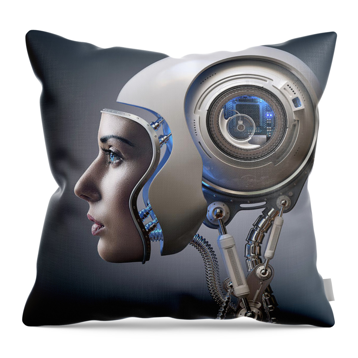 Cyborg Throw Pillow featuring the photograph Next Generation Cyborg by Johan Swanepoel