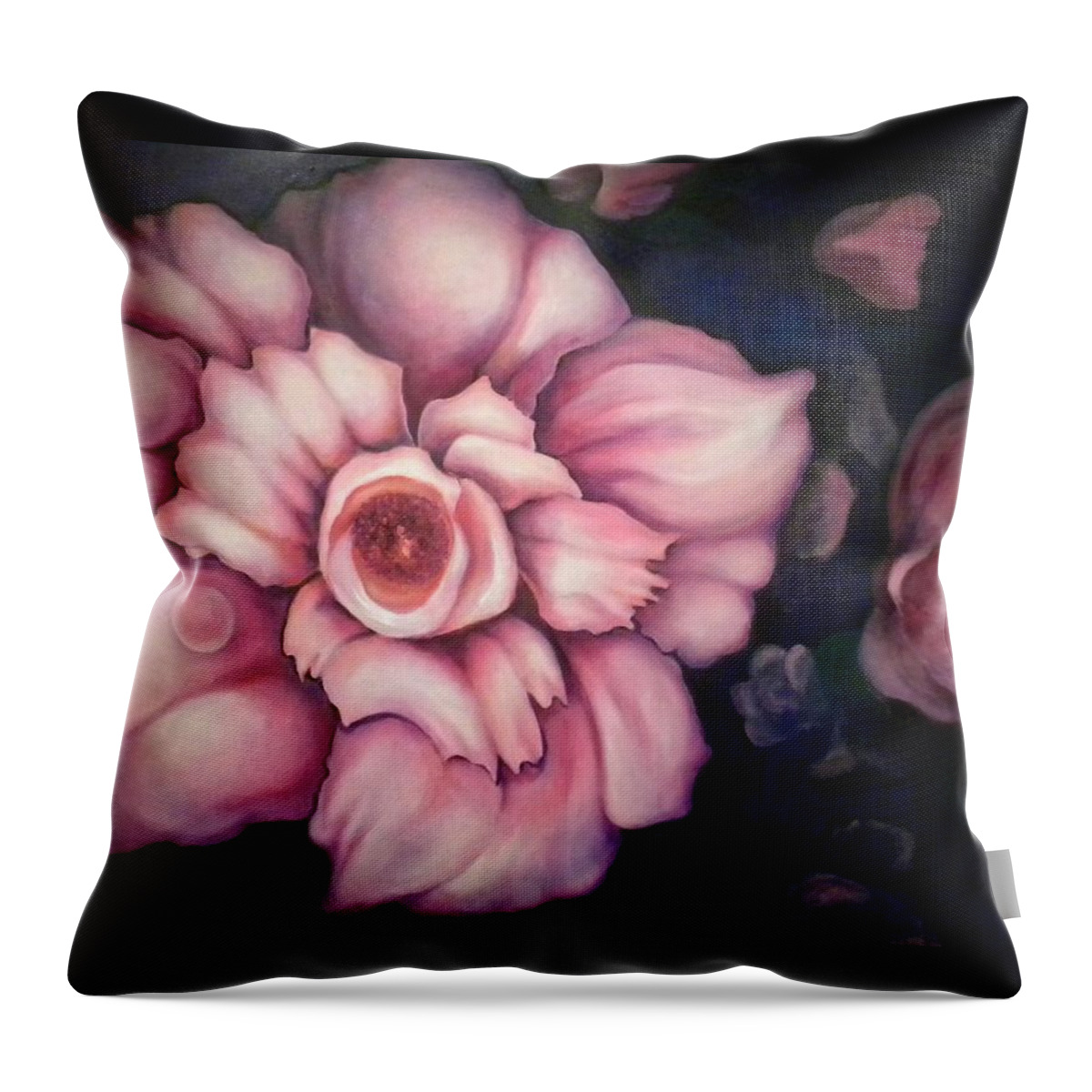 Pinkish Large Blooms Throw Pillow featuring the painting Night Blooms by Jordana Sands