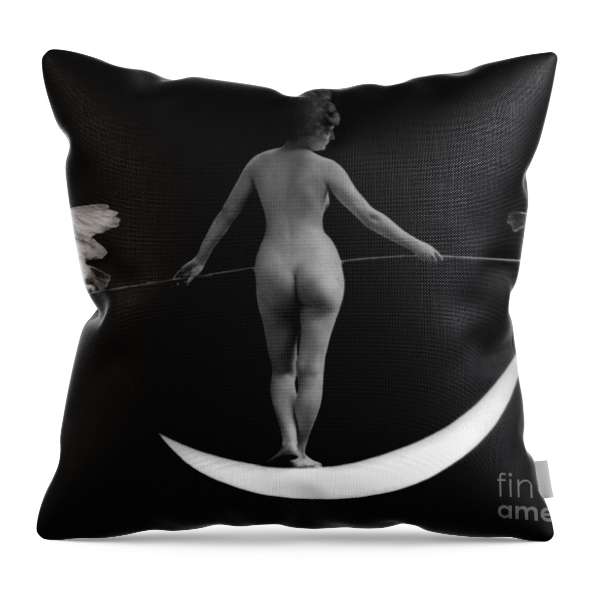 Erotica Throw Pillow featuring the photograph Night, Nude Model, 1895 by Science Source