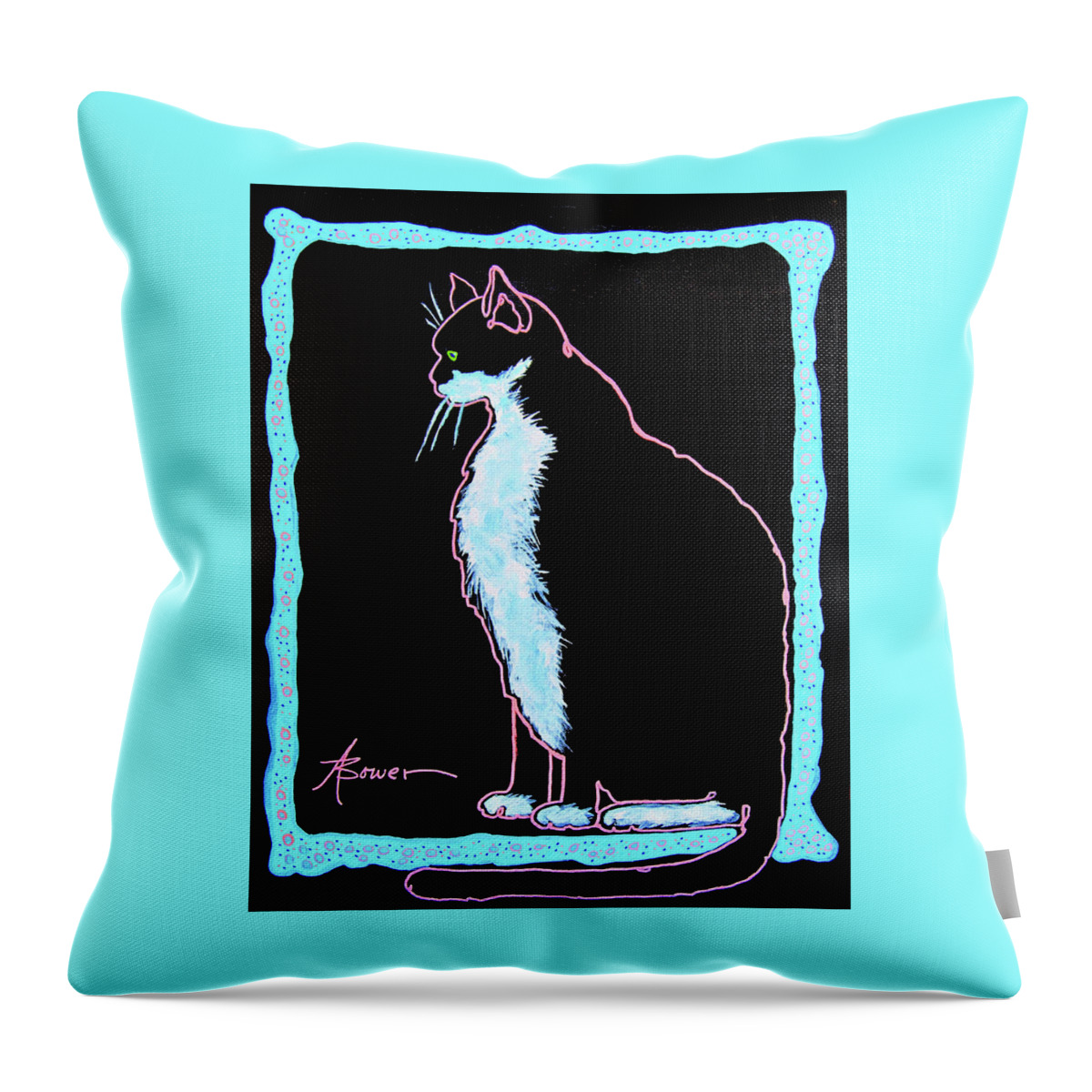 Cats Throw Pillow featuring the painting Night Watch by Adele Bower