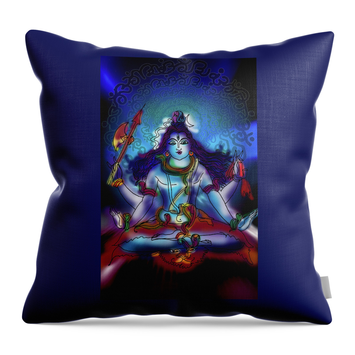 Shiva Throw Pillow featuring the painting Nirvikalp Samadhi Kapali Shiva by Guruji Aruneshvar Paris Art Curator Katrin Suter