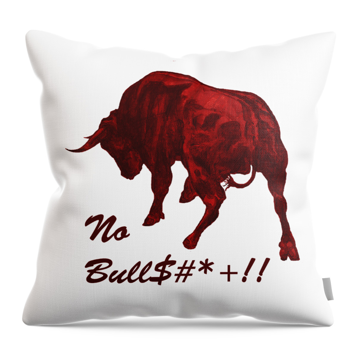Bull Throw Pillow featuring the painting No Bullshit by Konni Jensen