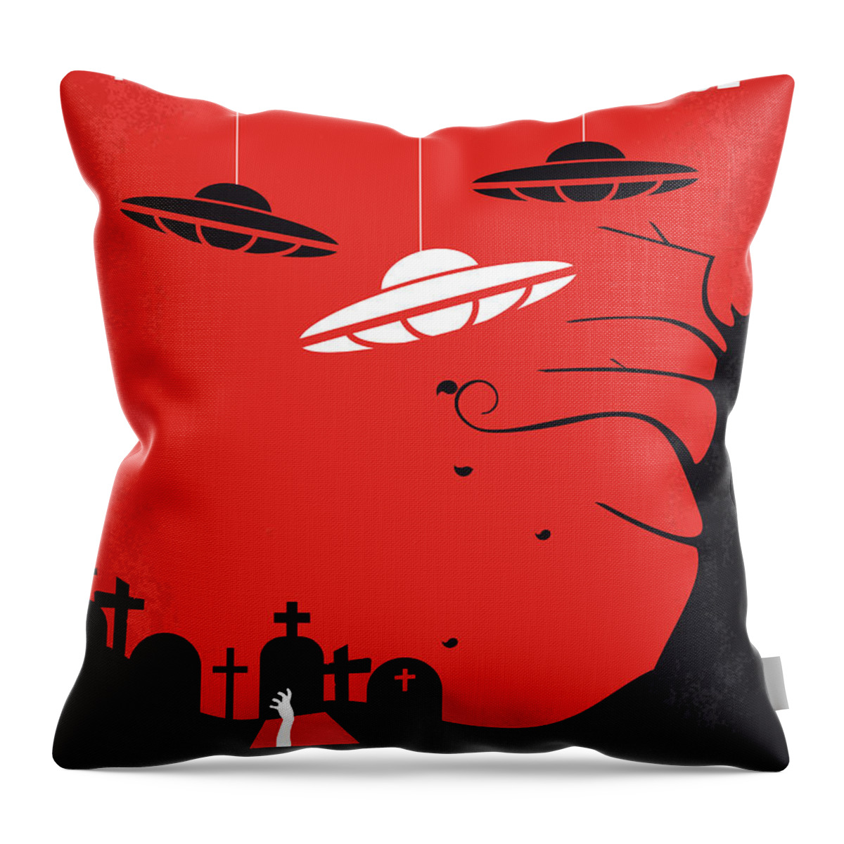Plan 9 From Outer Space Throw Pillow featuring the digital art No518 My Plan 9 From Outer Space minimal movie poster by Chungkong Art