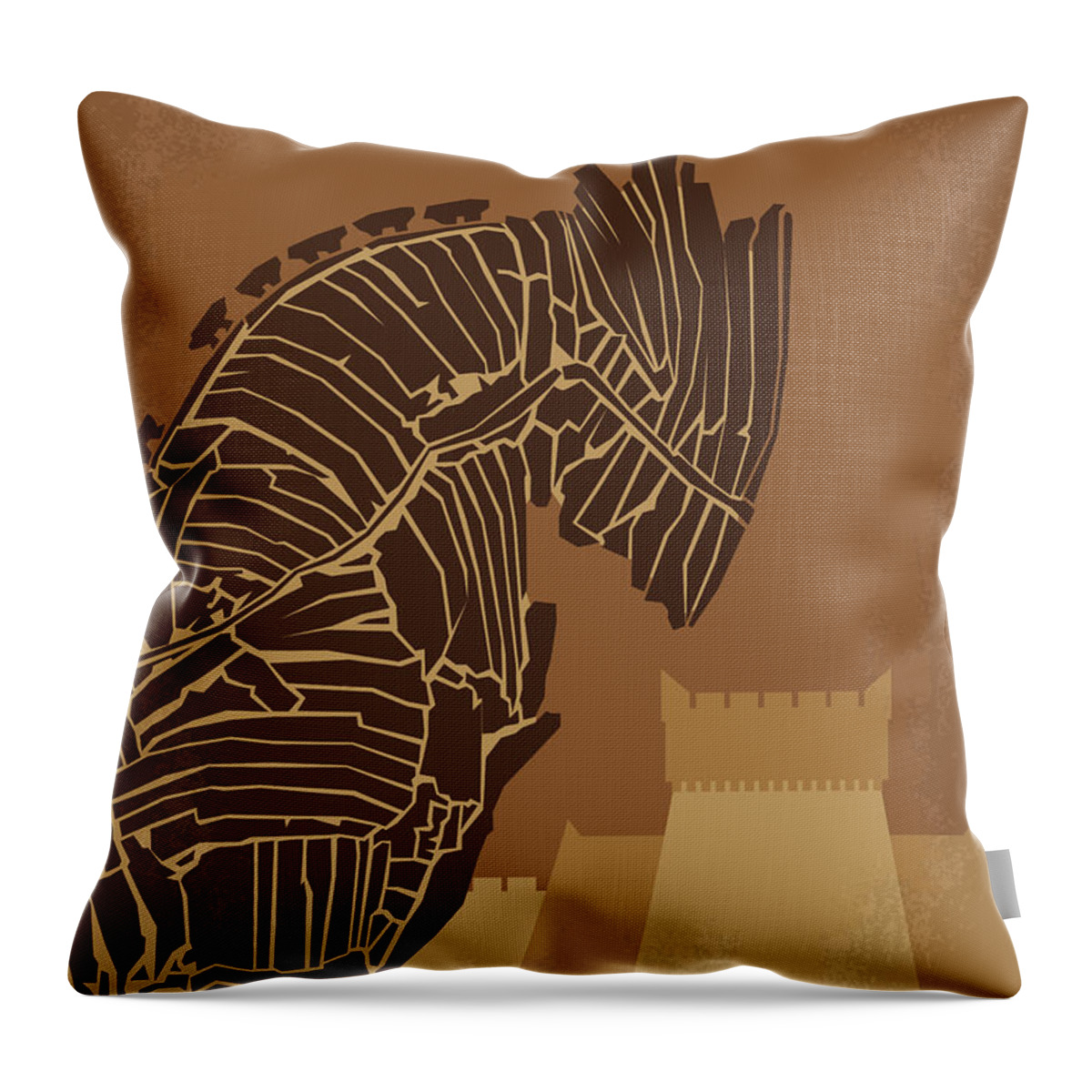 Troy Throw Pillow featuring the digital art No862 My Troy minimal movie poster by Chungkong Art