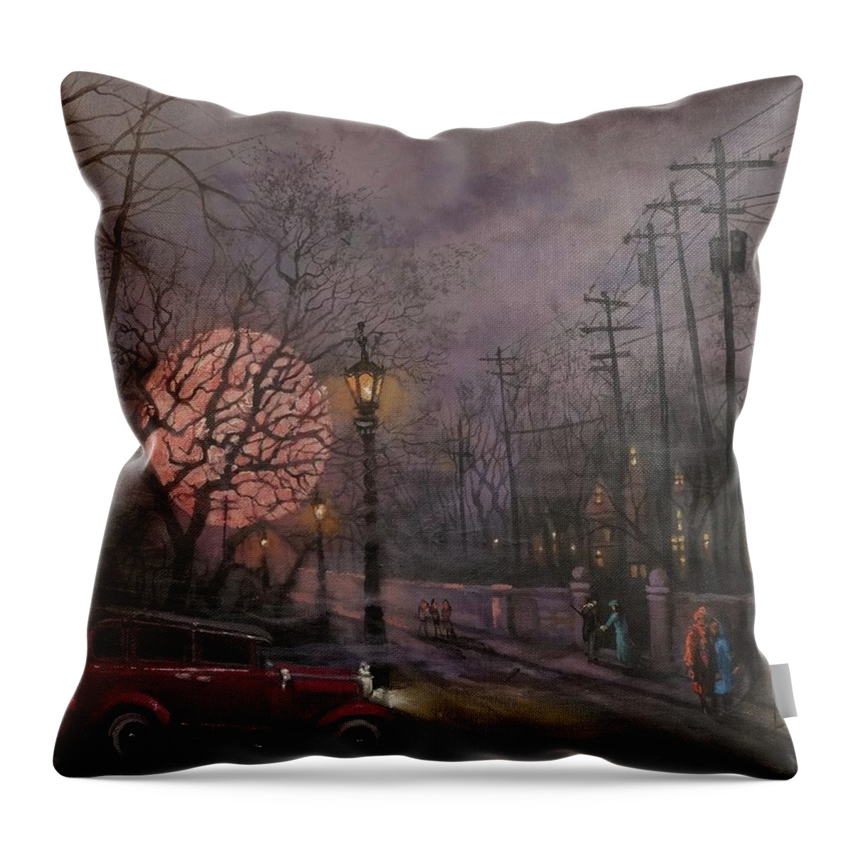 Full Moon Throw Pillow featuring the painting Nocturne In Lavender by Tom Shropshire