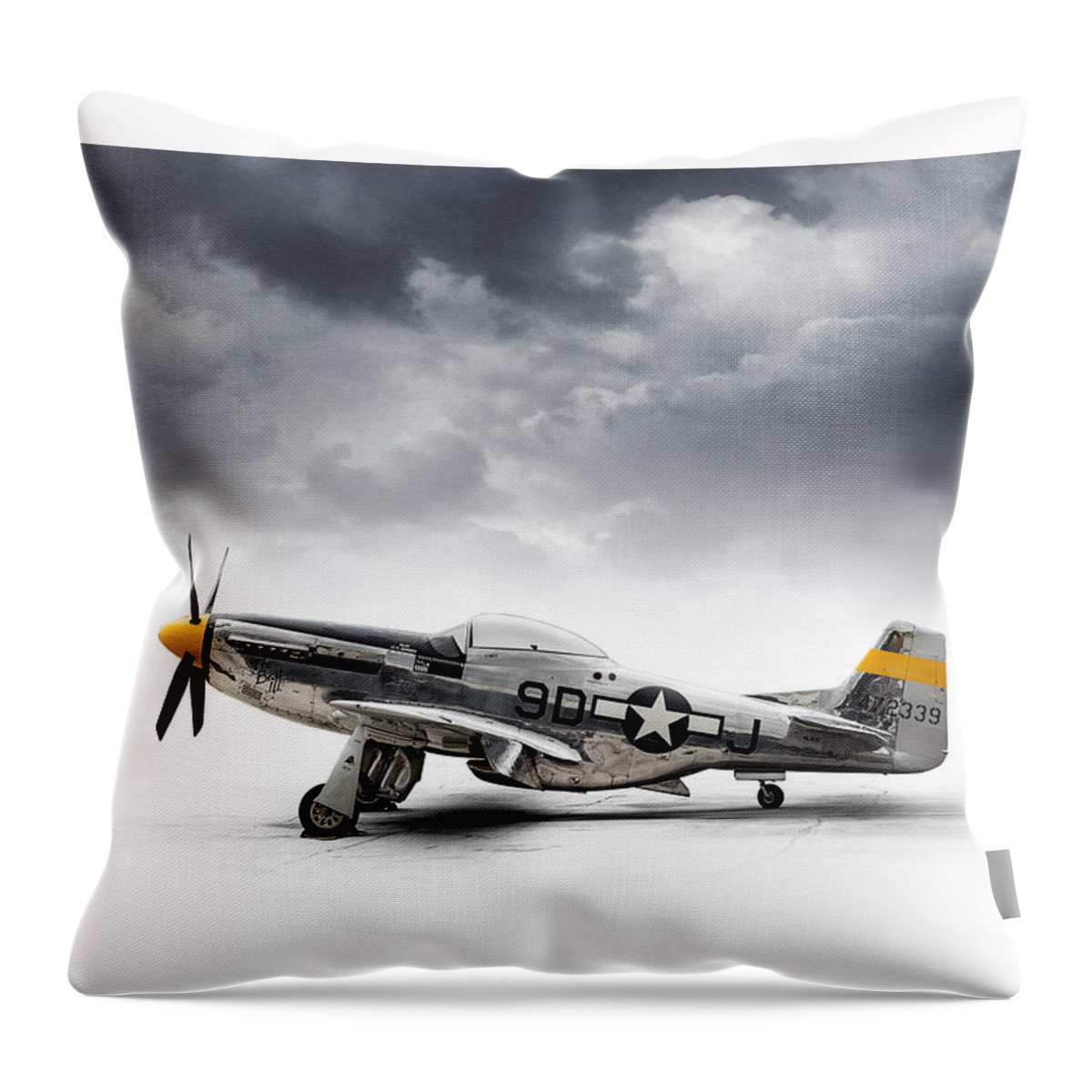 P-51 Mustang Throw Pillow featuring the digital art North American P-51 Mustang by Douglas Pittman