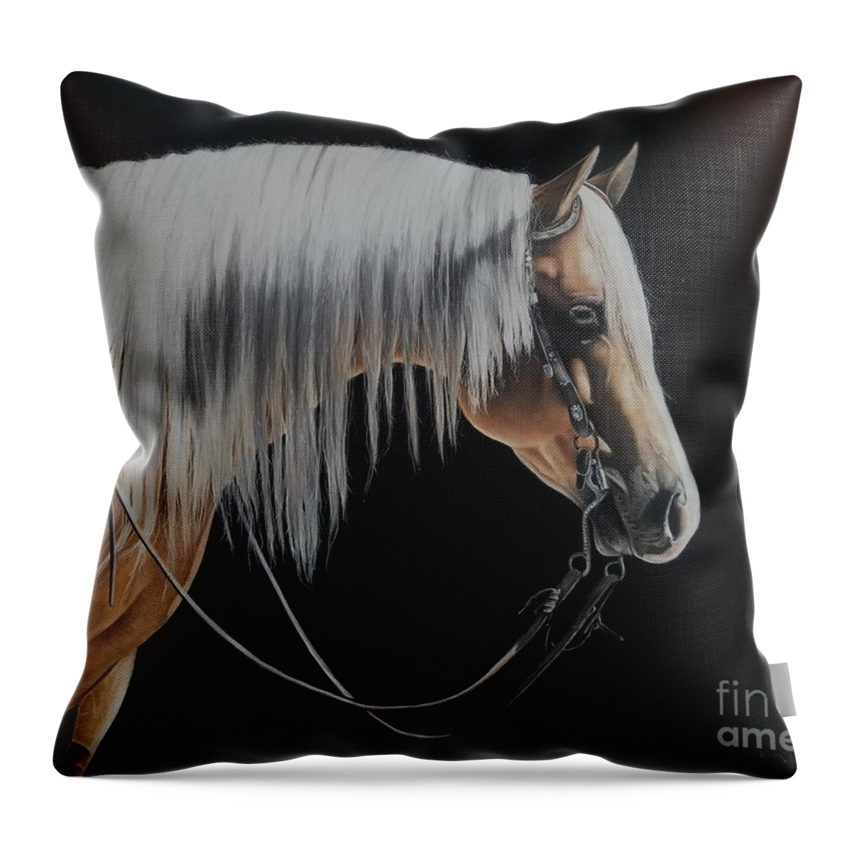 Palomino Throw Pillow featuring the pastel Not Just Another Pretty Face by Joni Beinborn