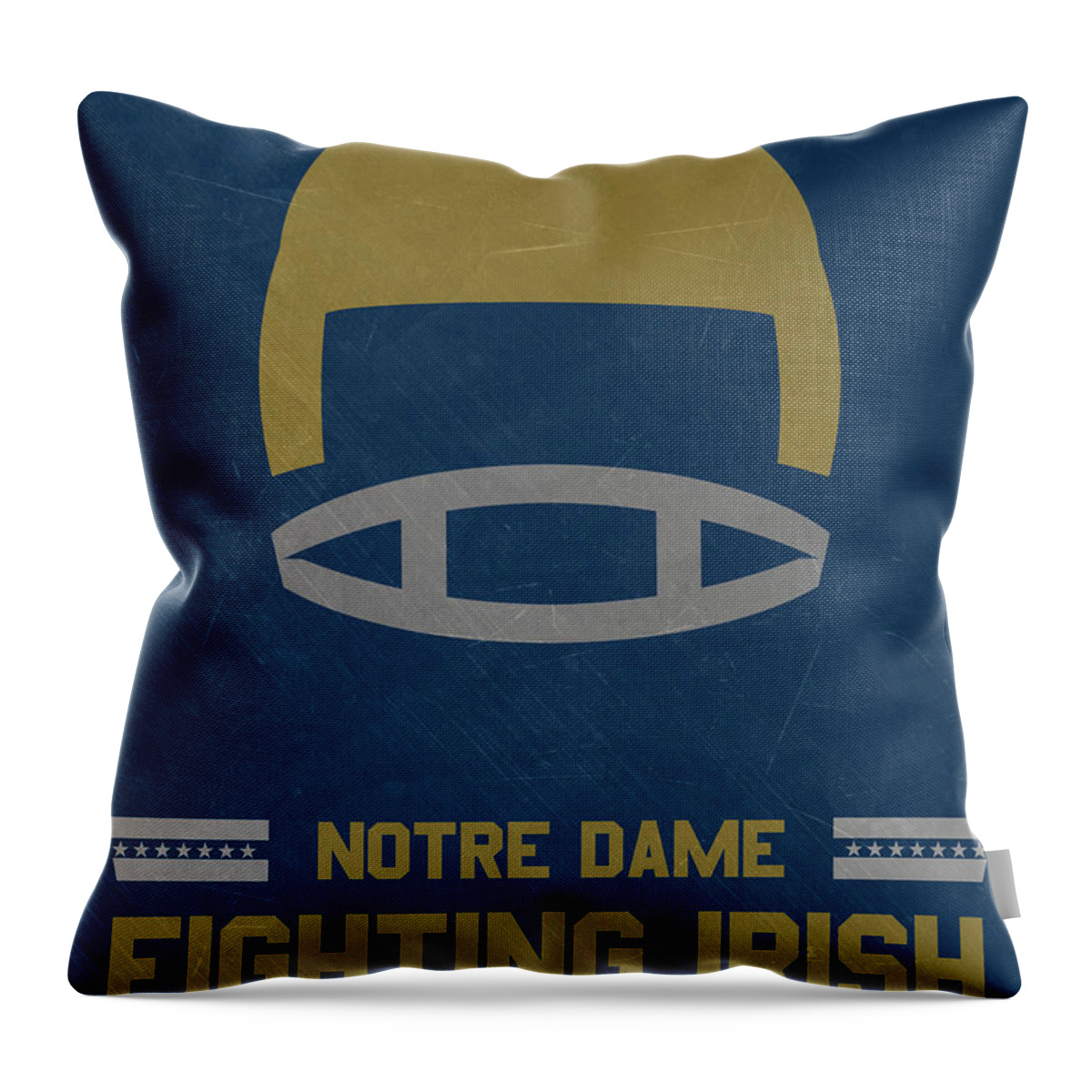 Fighting Irish Throw Pillow featuring the mixed media Notre Dame Fighting Irish Vintage Football Art by Joe Hamilton