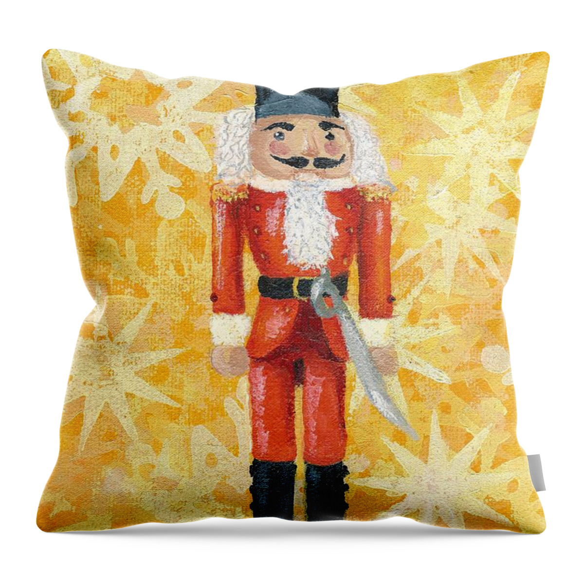 Christmas Throw Pillow featuring the painting Nutcracker by Donna Tucker