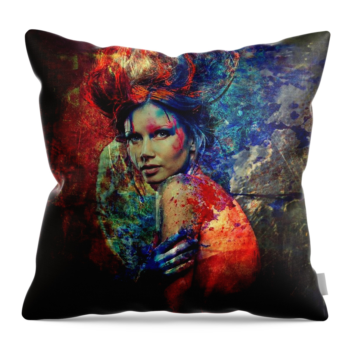 Nymph Throw Pillow featuring the digital art Nymph of Creativity 2 by Lilia D