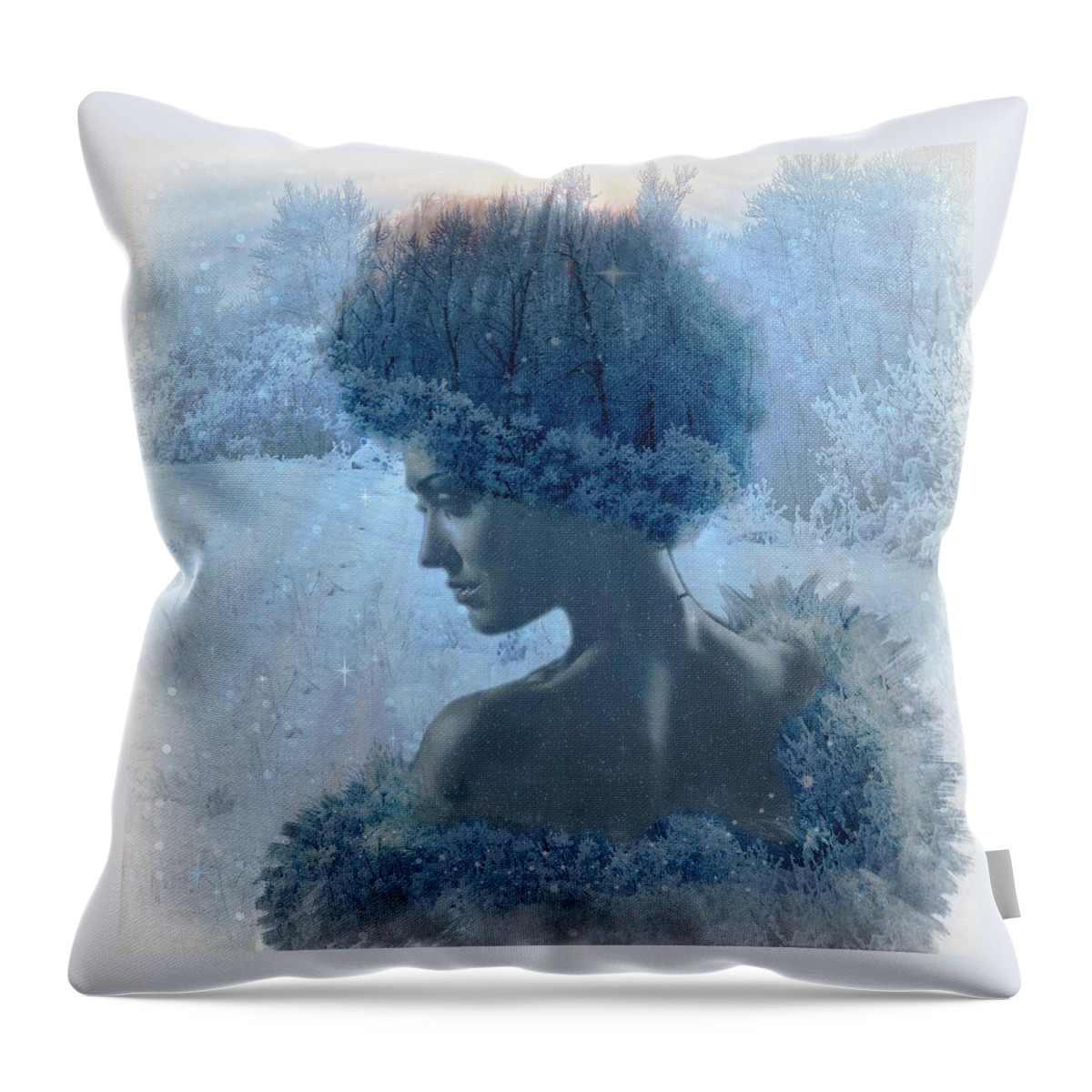 Woman Throw Pillow featuring the digital art Nymph of January by Lilia D
