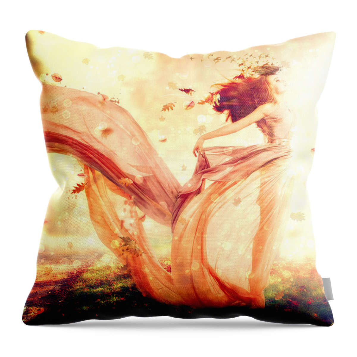 Nymph Of October Throw Pillow featuring the digital art Nymph of October by Lilia D