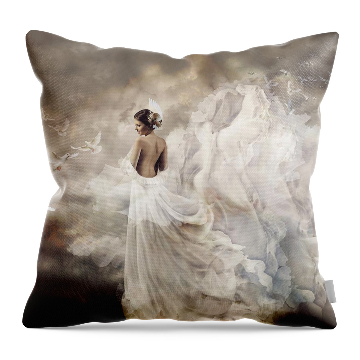Nymph Throw Pillow featuring the digital art Nymph of the sky by Lilia D