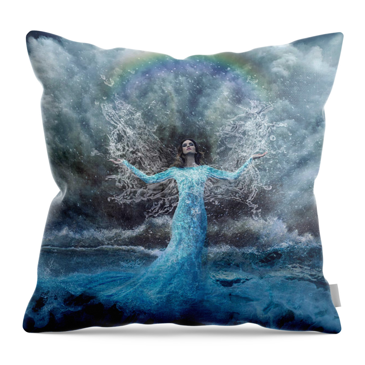 Nymph Of Water Throw Pillow featuring the digital art Nymph of the Water by Lilia D