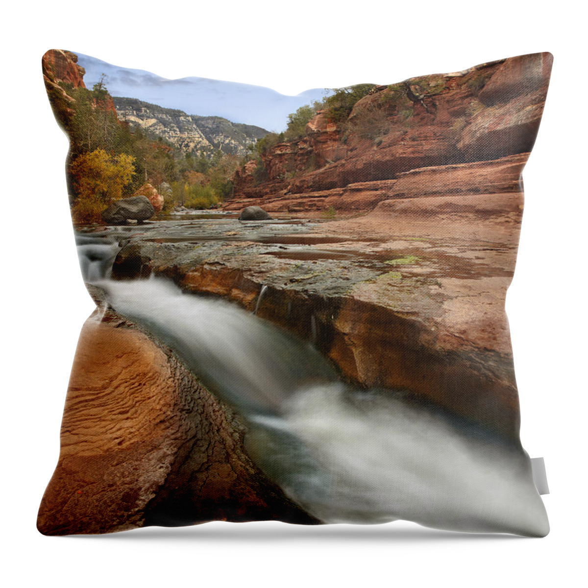 00438935 Throw Pillow featuring the photograph Oak Creek In Slide Rock State Park by Tim Fitzharris