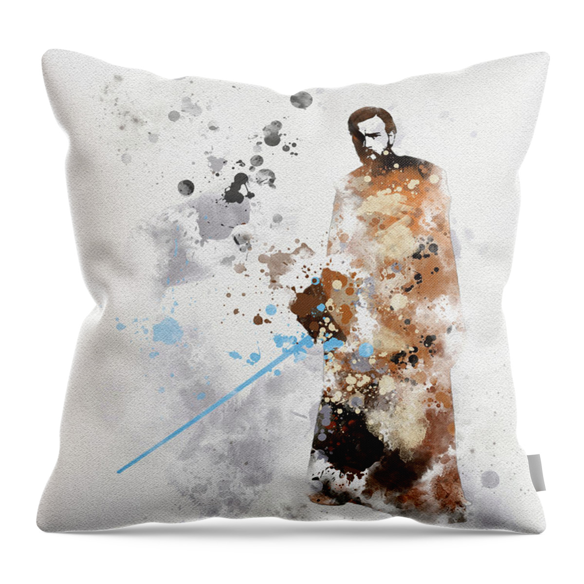 Obi Wan Kenobi Throw Pillow featuring the mixed media Obi-Wan Kenobi by My Inspiration