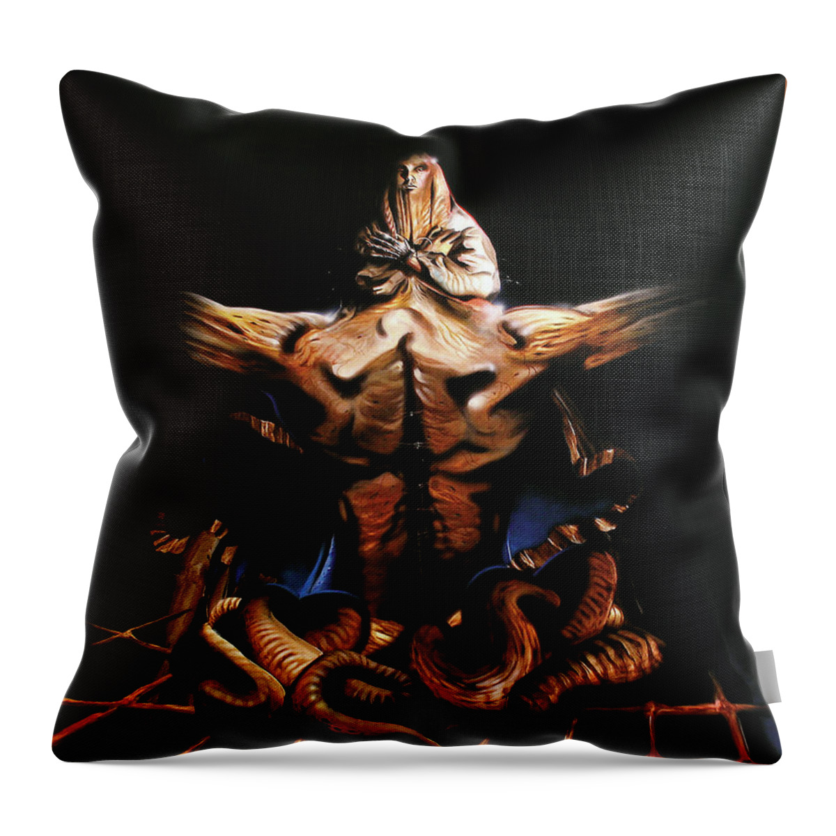 Fantasy Throw Pillow featuring the painting Obliveon Nemesis by Sv Bell