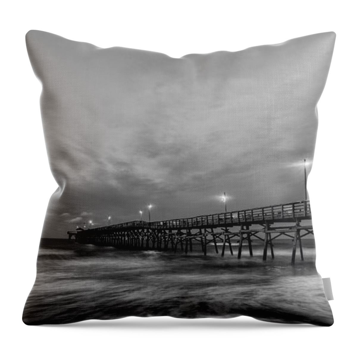 Oceancrestpier Throw Pillow featuring the photograph Ocean Crest Pier Sunrise by Nick Noble