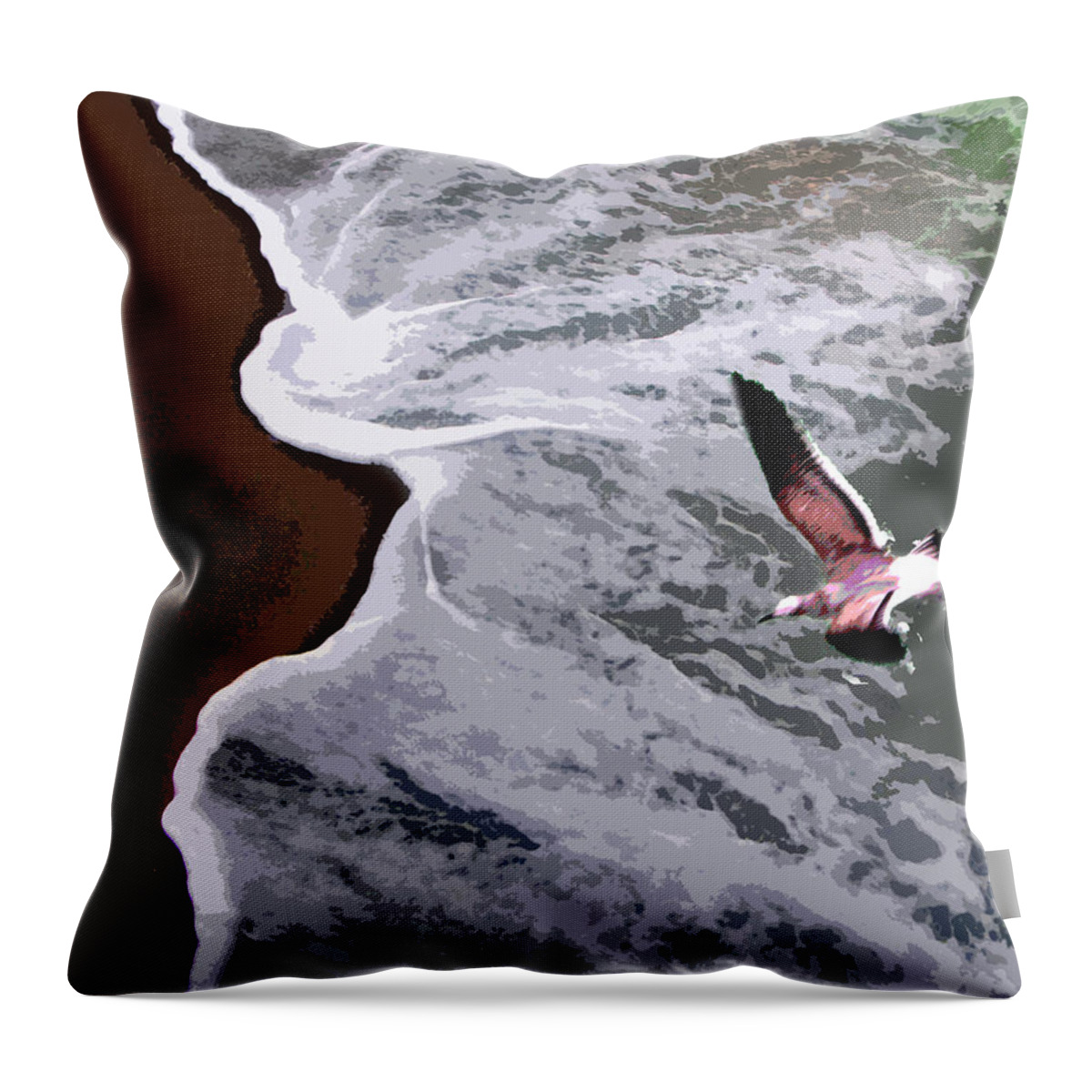 Ocean Waves Throw Pillow featuring the photograph Ocean Waves - three by John Lautermilch