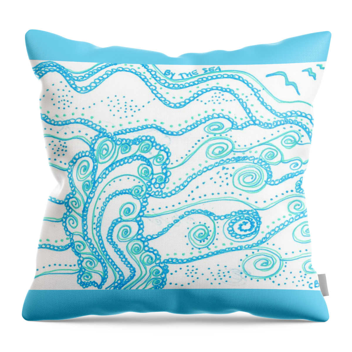 Caregiver Throw Pillow featuring the drawing Ocean Waves by Carole Brecht