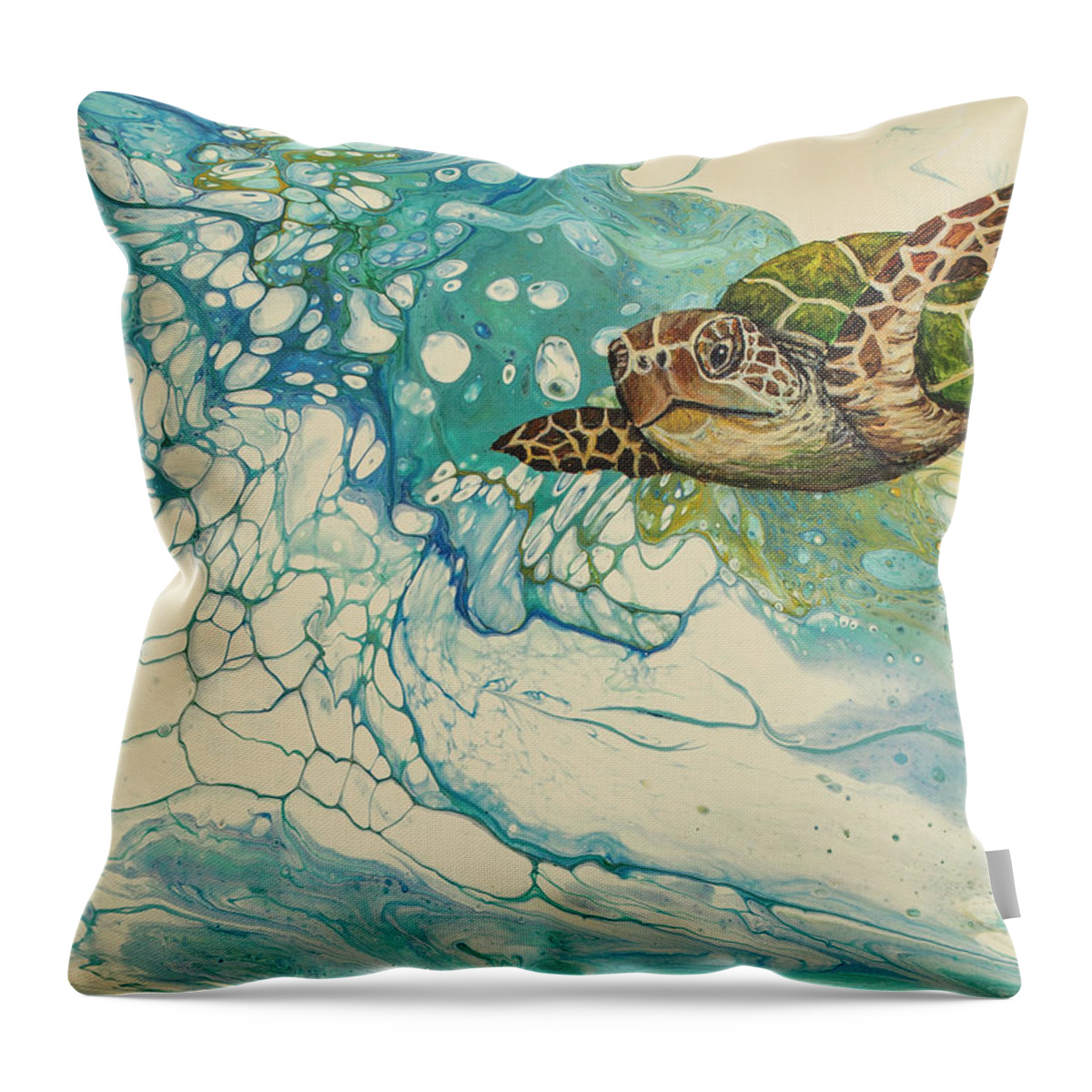 Honu Throw Pillow featuring the painting Ocean's Call by Darice Machel McGuire