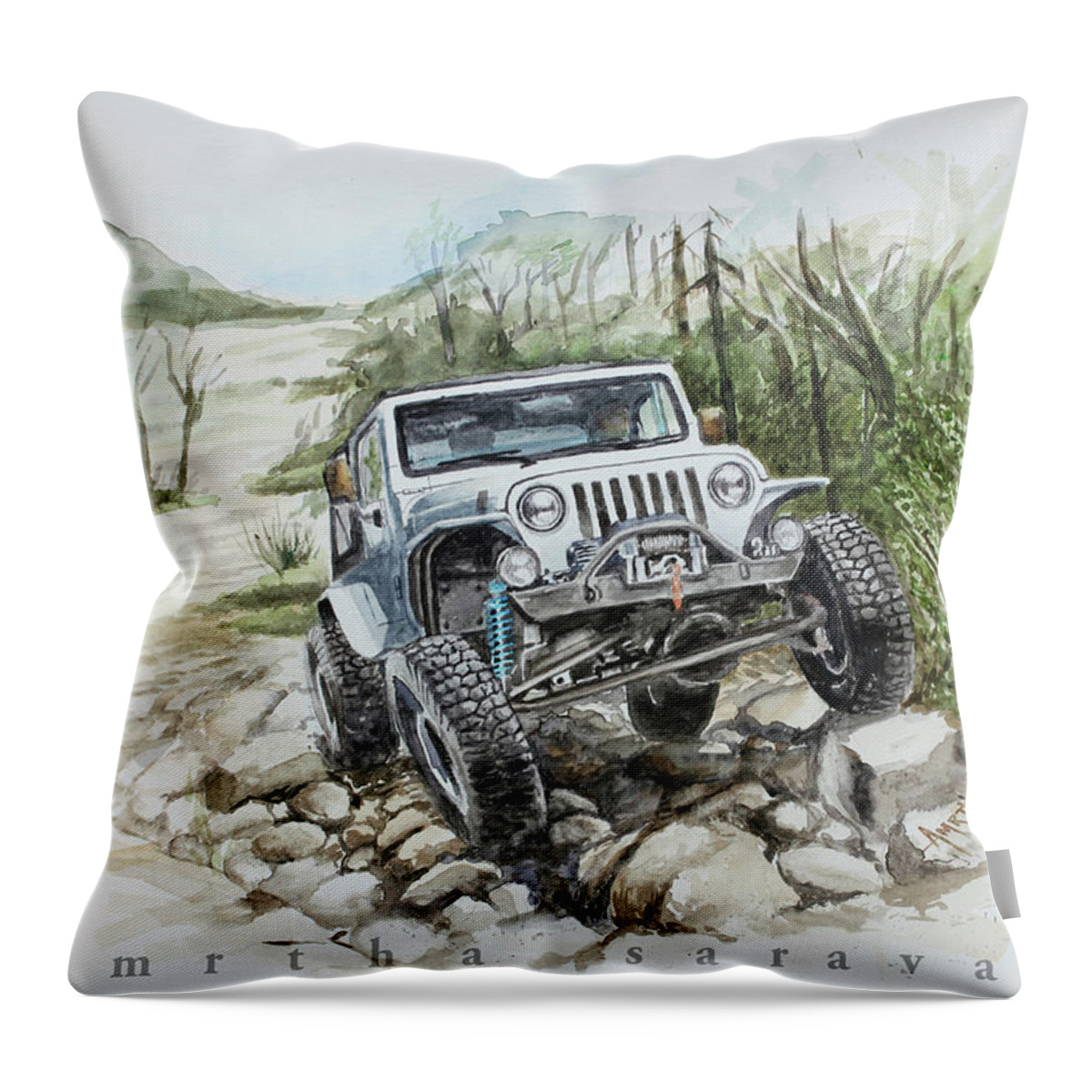 Off-roading with Jeep Wrangler Throw Pillow by Amirtha saravanan S - Pixels