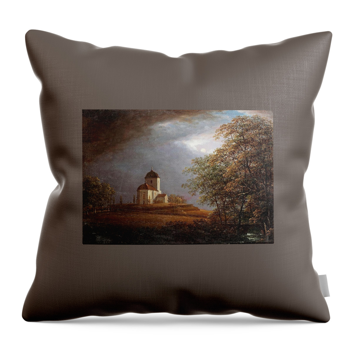 Carl Johan Fahlcrantz (1779-1861)-‘andrarams Church’-oil On Canvas-1836 Throw Pillow featuring the painting Oil On Canvas by Carl Johan