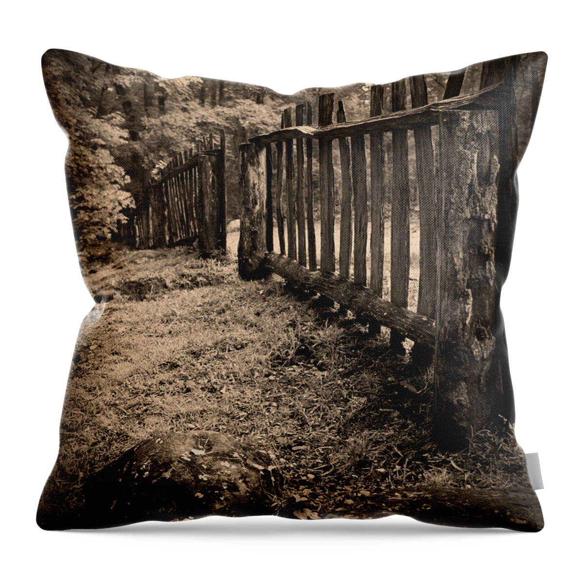 Rustic Throw Pillow featuring the photograph Old Fence by Larry Bohlin