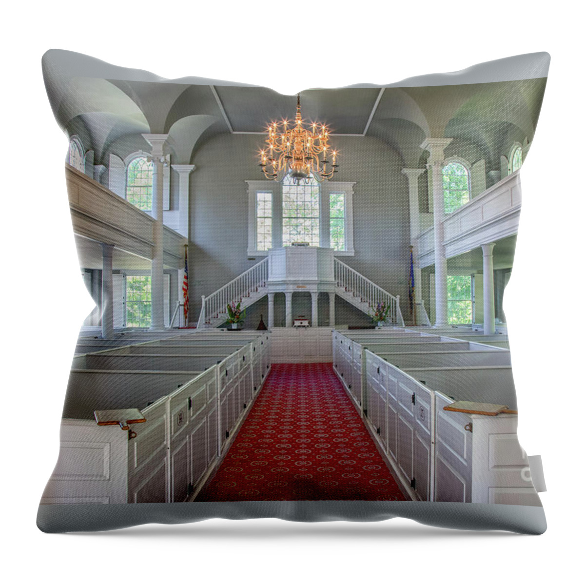 Church Throw Pillow featuring the photograph Old First Church Interior by Rod Best
