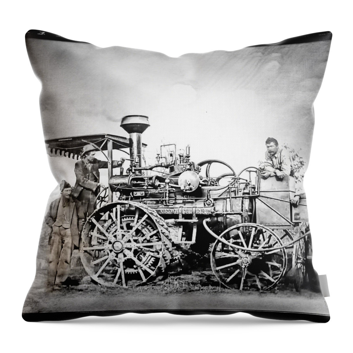 Mark T. Allen Throw Pillow featuring the photograph Old Steam Tractor by Mark Allen