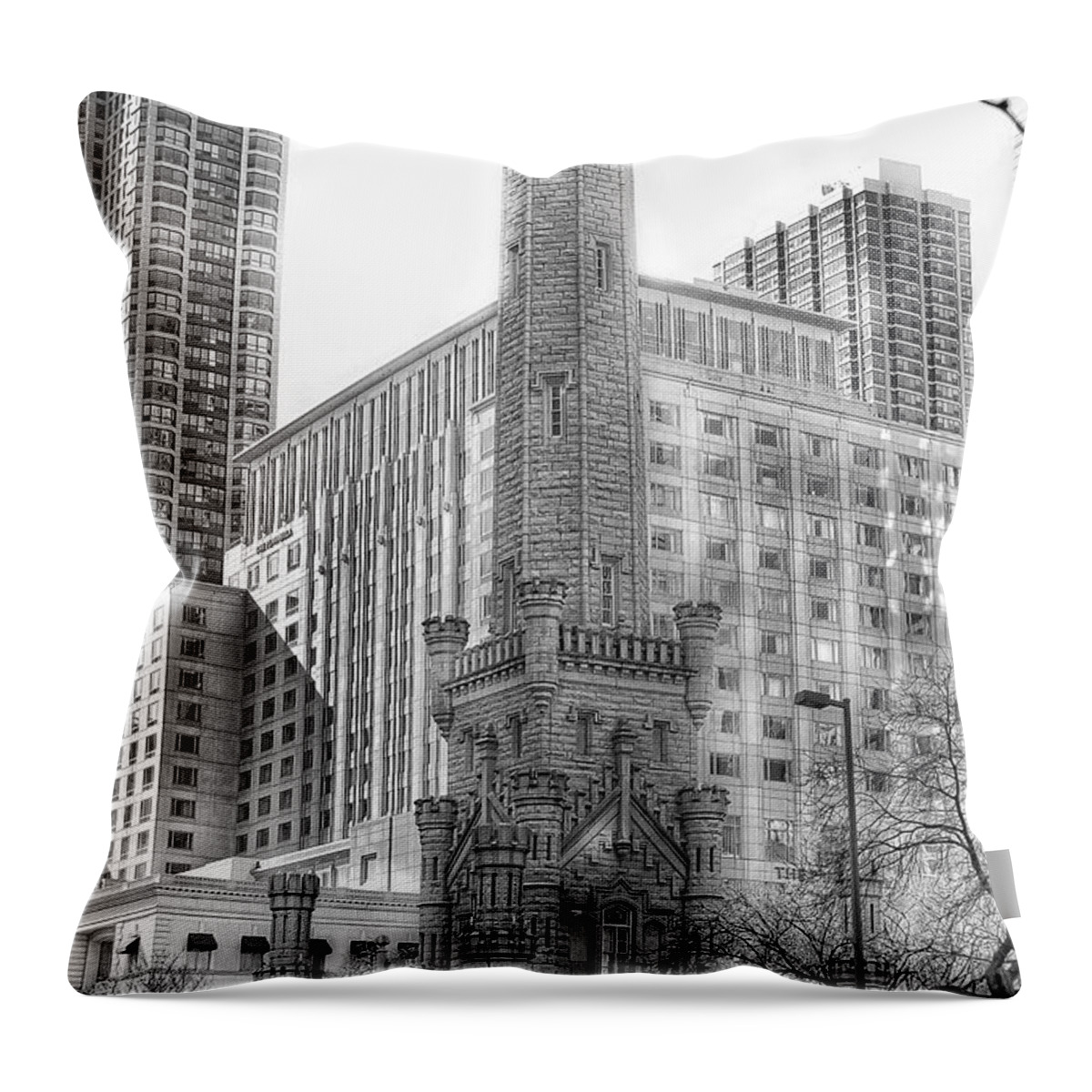 Water Tower Throw Pillow featuring the photograph Old Water Tower - Chicago by Jackson Pearson